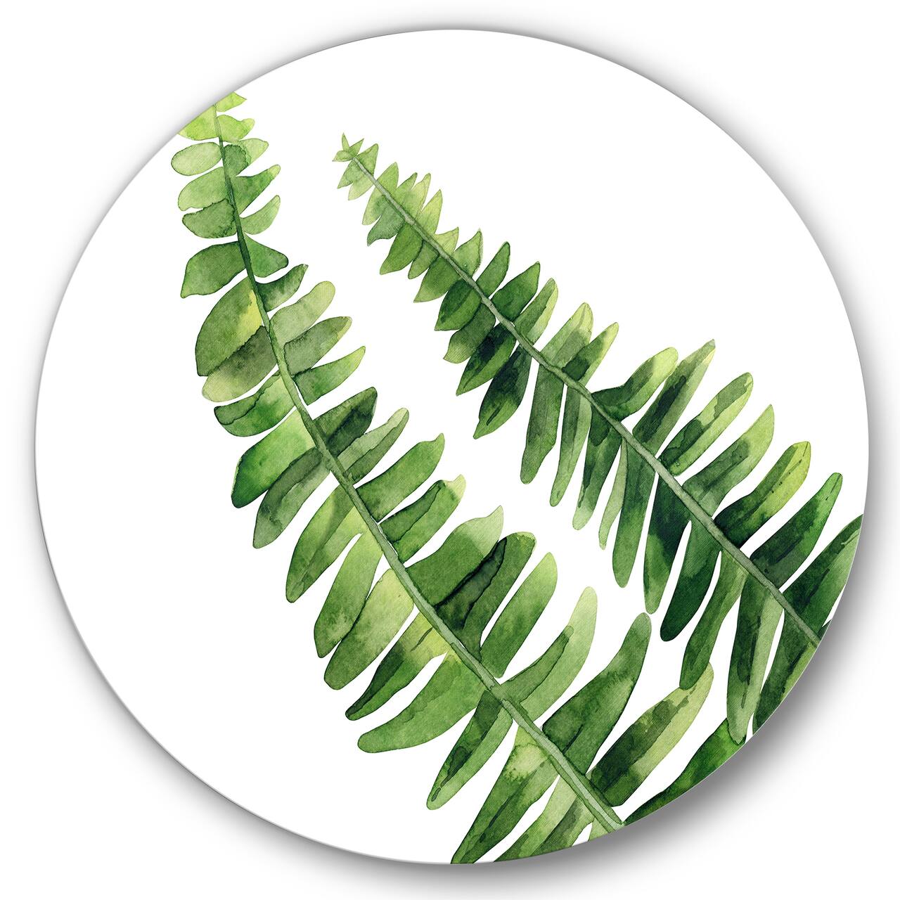 Designart - Fern Leaves Detail I - Farmhouse Metal Circle Wall Art
